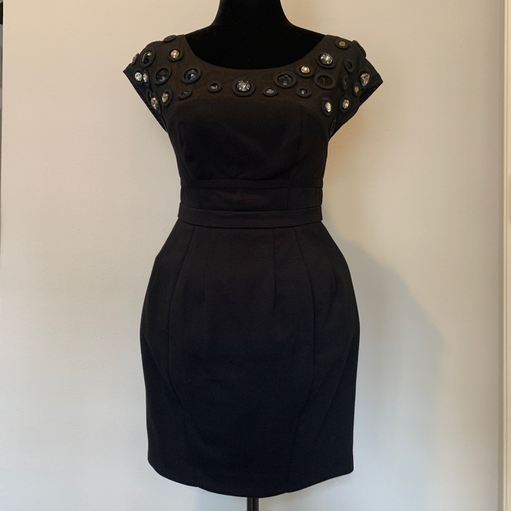 La ROK Luxe mini black cocktail dress with stone detail size XS
